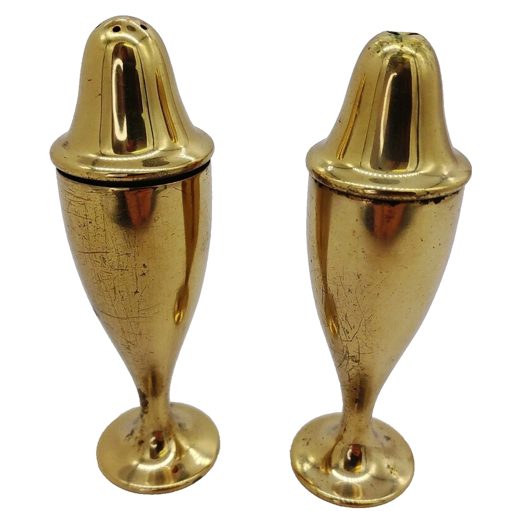 Dirilyte Brass Salt and Pepper Shaker Set Classic Mid Century Modern Serving